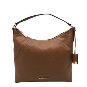 Michael Kors Brown Pebbled Leather Karson Shoulder Bag